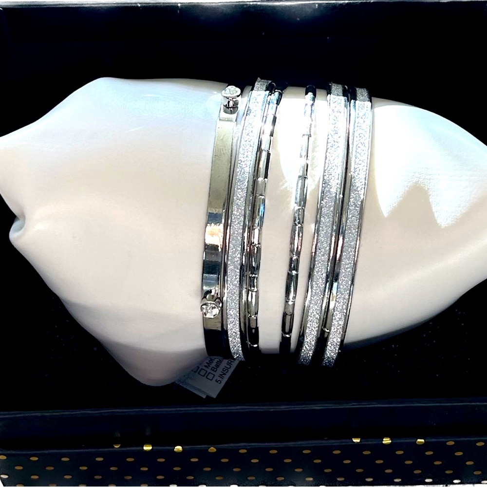 Sparkly Silver Holiday Bangles. NEW! Never been worn!  Original gift box.
